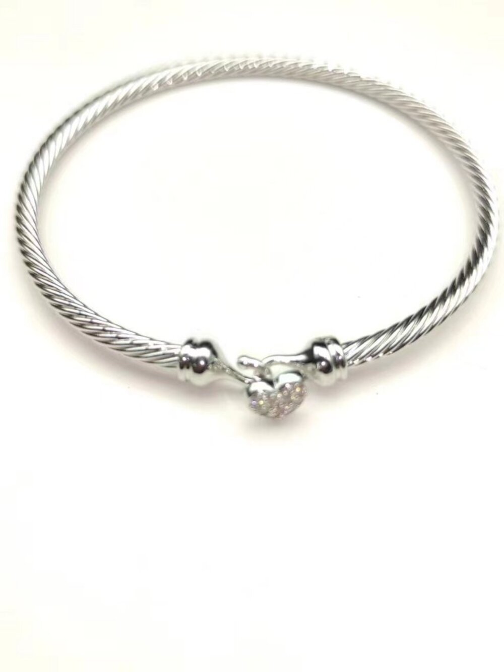 David Yurman Cable Heart Charm Bangle Size Medium - Picture 6 of 6